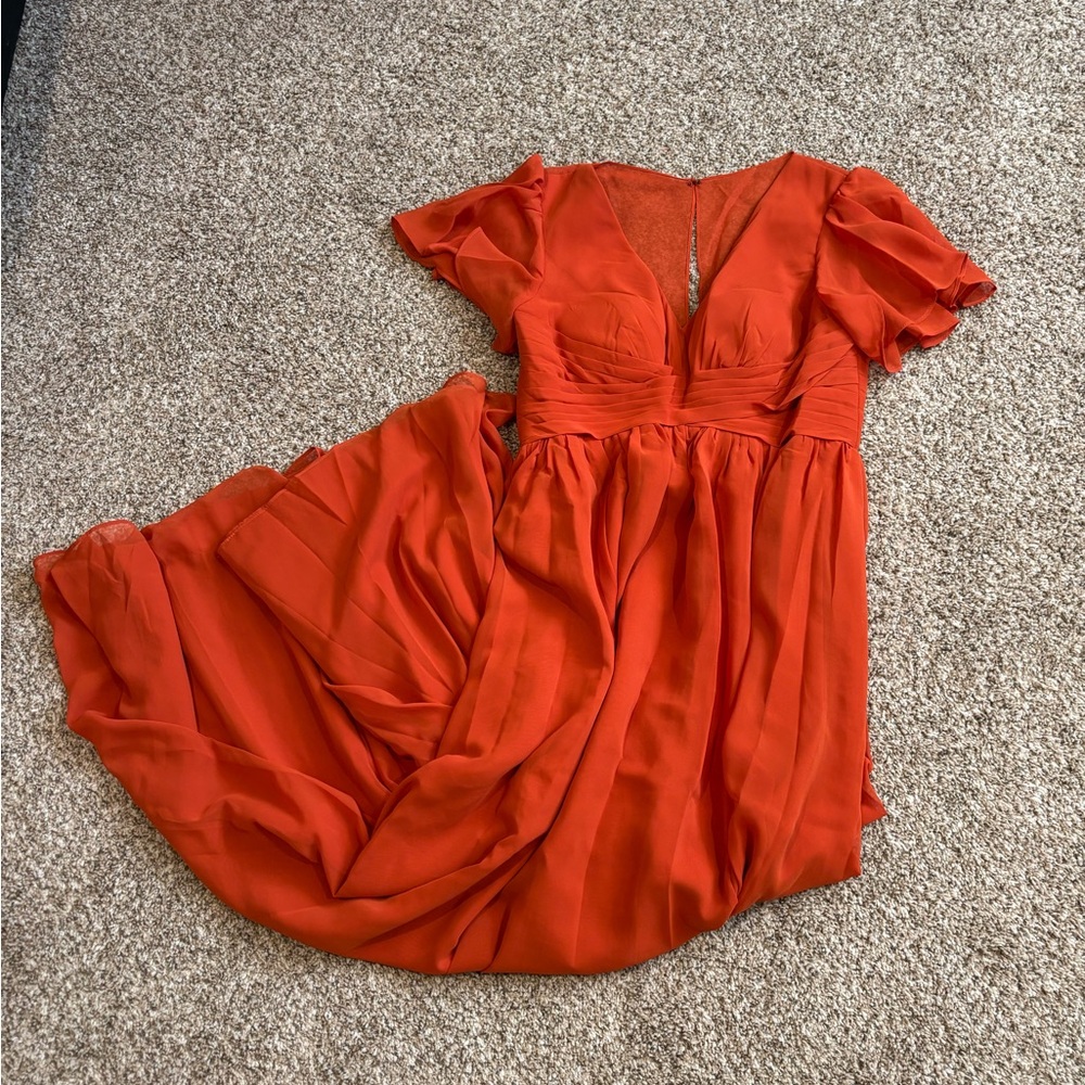 Azazie Verna Floor Length Maternity Dress in Paprika Size 10